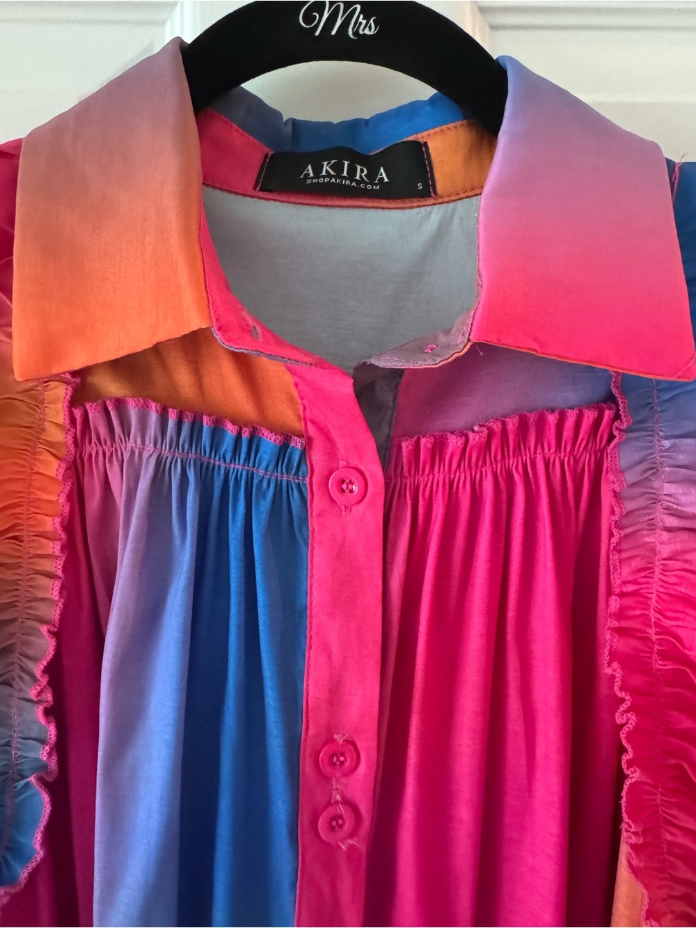 AKIRA Label Fall In Love Collared Mini Dress in Pink Multi. - Picture 2 of 12